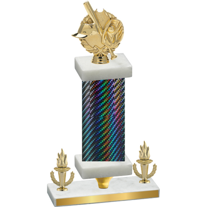 Premium Single Black Carbon Fiber Victory Baseball Trophy