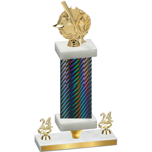 Premium Single Black Carbon Fiber Year Baseball Trophy