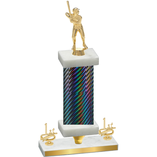 Premium Single Black Carbon Fiber First Place Baseball Trophy
