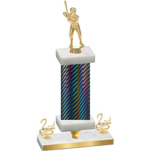 Premium Single Black Carbon Fiber Second Place Baseball Trophy