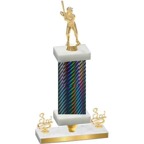 Premium Single Black Carbon Fiber Third Place Baseball Trophy