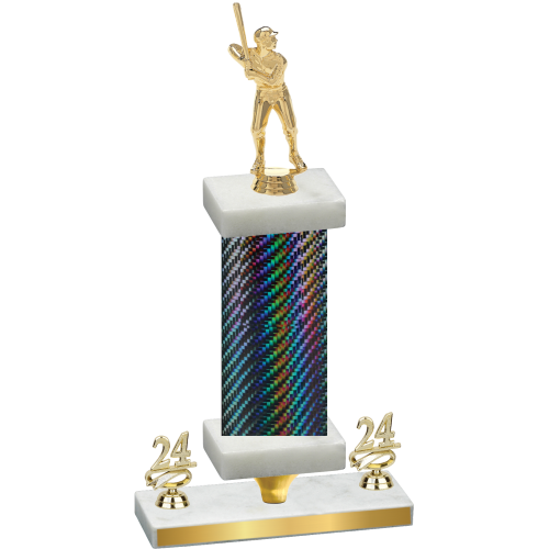 Premium Single Black Carbon Fiber Year Baseball Trophy