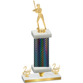 Premium Single Black Carbon Fiber Second Place Softball Trophy