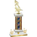 Premium Single Flag USA Second Place Football Trophy