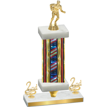 Premium Single Flag USA Second Place Rugby Trophy