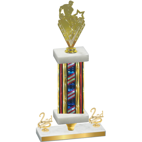 Premium Single Flag USA Second Place Rugby Trophy