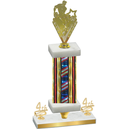 Premium Single Flag USA Fourth Place Rugby Trophy