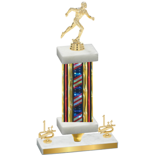 Premium Single Flag USA First Place Running Trophy