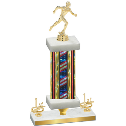 Premium Single Flag USA First Place Running Trophy