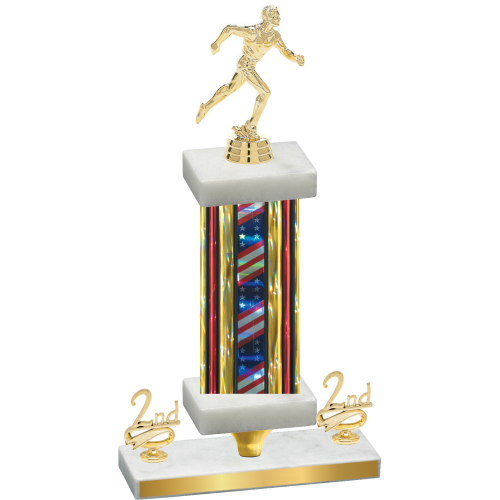 Premium Single Flag USA Second Place Running Trophy