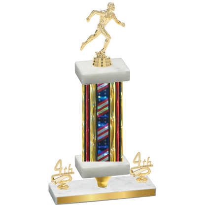Premium Single Flag USA Fourth Place Running Trophy