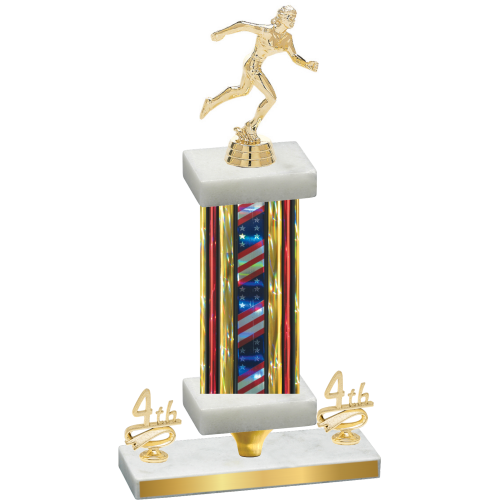 Premium Single Flag USA Fourth Place Running Trophy