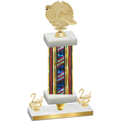 Premium Single Flag USA Second Place Running Trophy