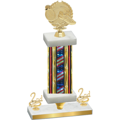 Premium Single Flag USA Second Place Running Trophy
