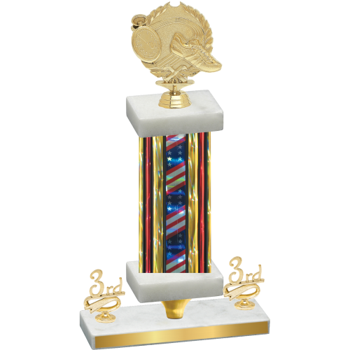 Premium Single Flag USA Third Place Running Trophy