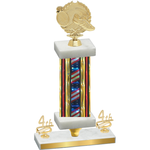 Premium Single Flag USA Fourth Place Running Trophy
