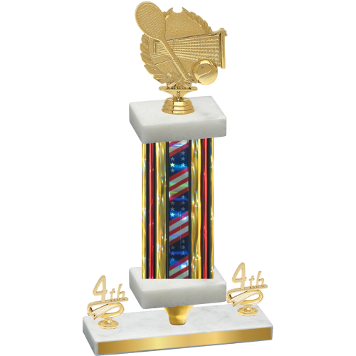Premium Single Flag USA Fourth Place Tennis Trophy