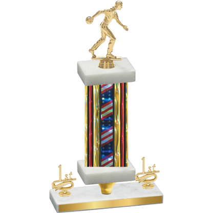 Premium Single Flag USA First Place Bowling Trophy