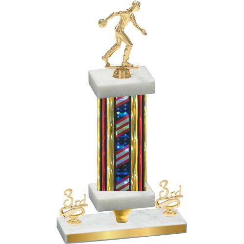 Premium Single Flag USA Third Place Bowling Trophy