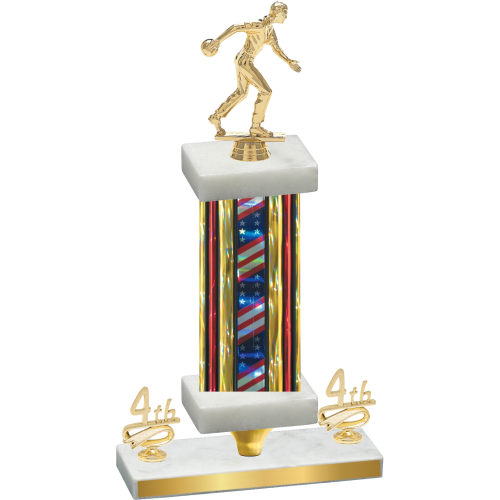 Premium Single Flag USA Fourth Place Bowling Trophy
