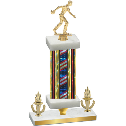 Premium Single Flag USA Victory Bowling Trophy