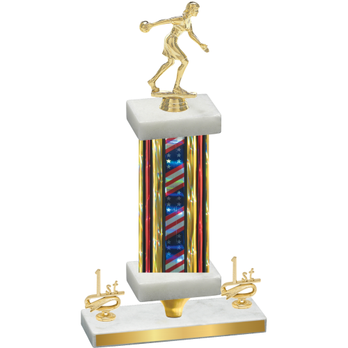 Premium Single Flag USA First Place Bowling Trophy