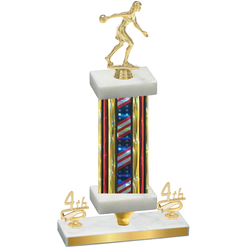 Premium Single Flag USA Fourth Place Bowling Trophy