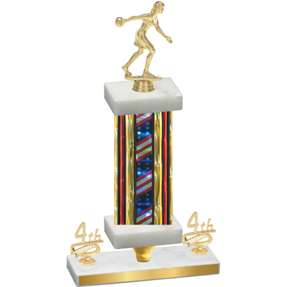 Premium Single Flag USA Fourth Place Bowling Trophy