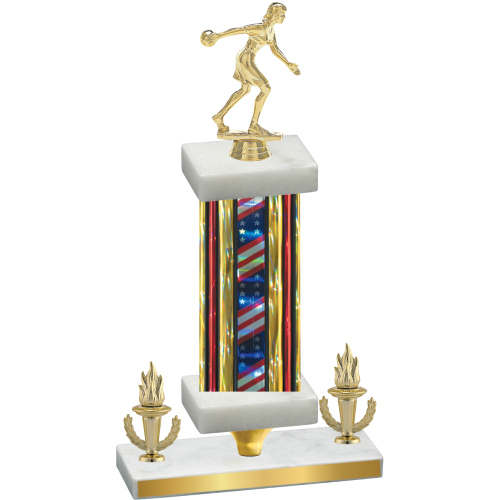 Premium Single Flag USA Victory Bowling Trophy