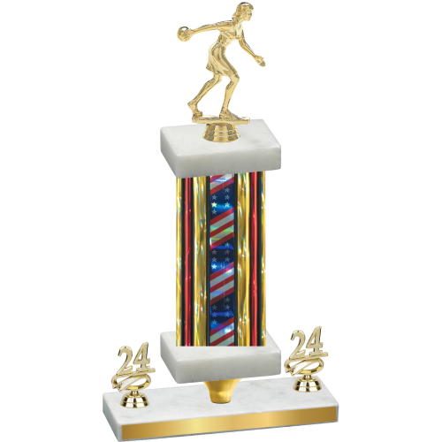 Premium Single Flag USA Year Bowling Trophy