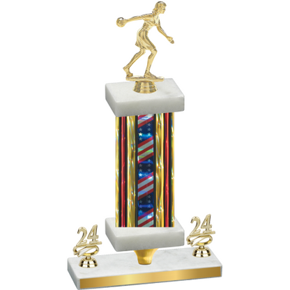 Premium Single Flag USA Year Bowling Trophy