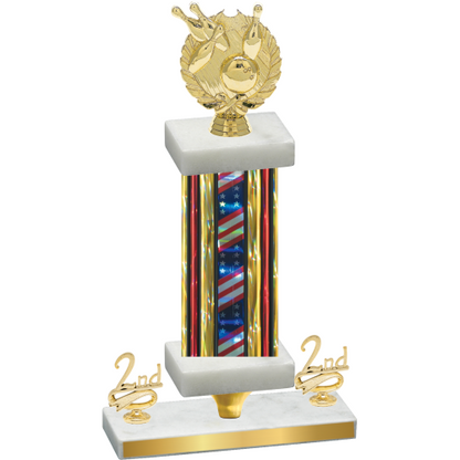 Premium Single Flag USA Second Place Bowling Trophy