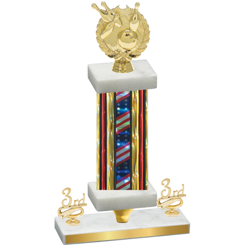 Premium Single Flag USA Third Place Bowling Trophy