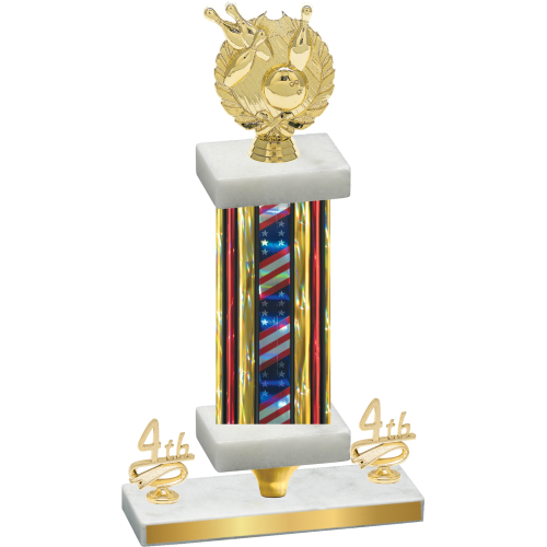 Premium Single Flag USA Fourth Place Bowling Trophy
