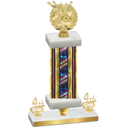 Premium Single Flag USA Fourth Place Bowling Trophy