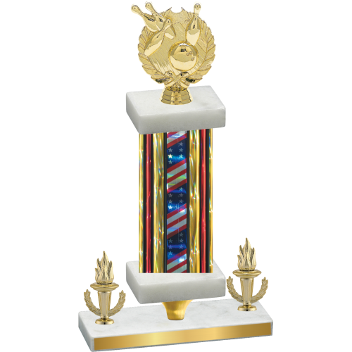 Premium Single Flag USA Victory Bowling Trophy