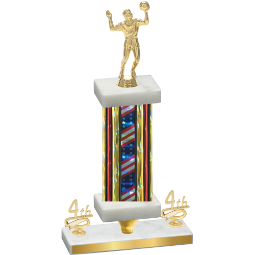 Premium Single Flag USA Fourth Place Volleyball Trophy