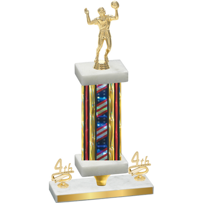 Premium Single Flag USA Fourth Place Volleyball Trophy