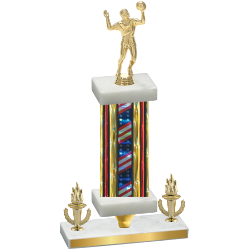 Premium Single Flag USA Victory Volleyball Trophy