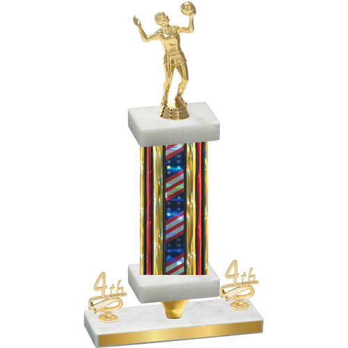 Premium Single Flag USA Fourth Place Volleyball Trophy