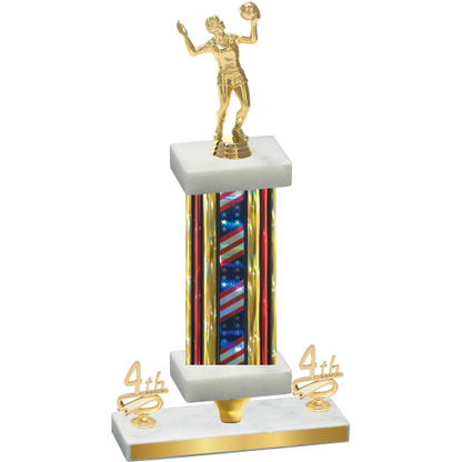 Premium Single Flag USA Fourth Place Volleyball Trophy