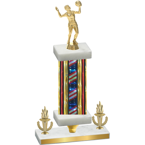 Premium Single Flag USA Victory Volleyball Trophy