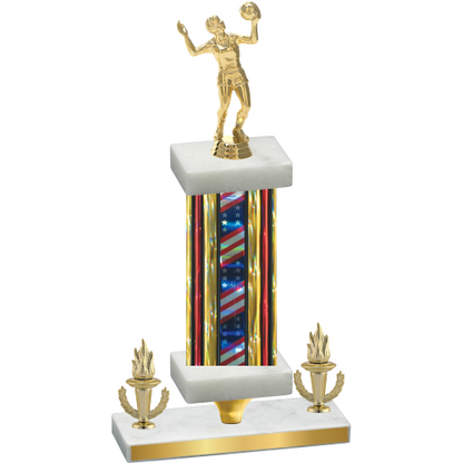 Premium Single Flag USA Victory Volleyball Trophy