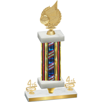 Premium Single Flag USA Fourth Place Volleyball Trophy