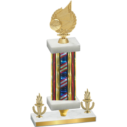 Premium Single Flag USA Victory Volleyball Trophy