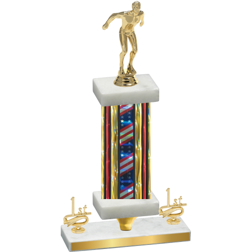 Premium Single Flag USA First Place Swimming Trophy