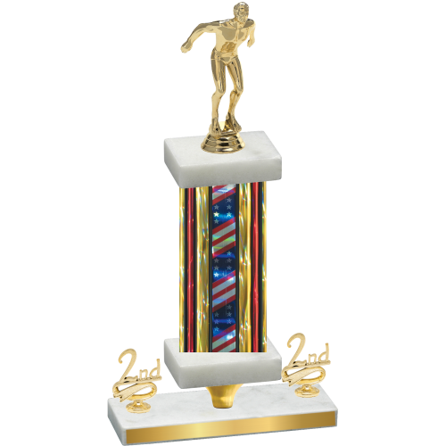 Premium Single Flag USA Second Place Swimming Trophy