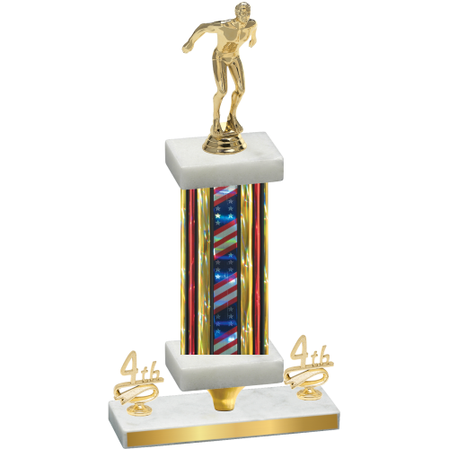 Premium Single Flag USA Fourth Place Swimming Trophy