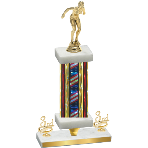 Premium Single Flag USA Third Place Tennis Trophy