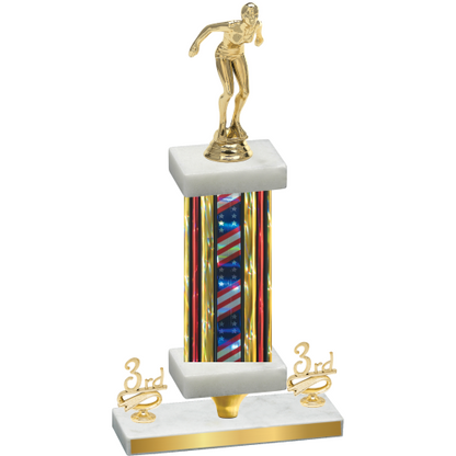 Premium Single Flag USA Third Place Tennis Trophy